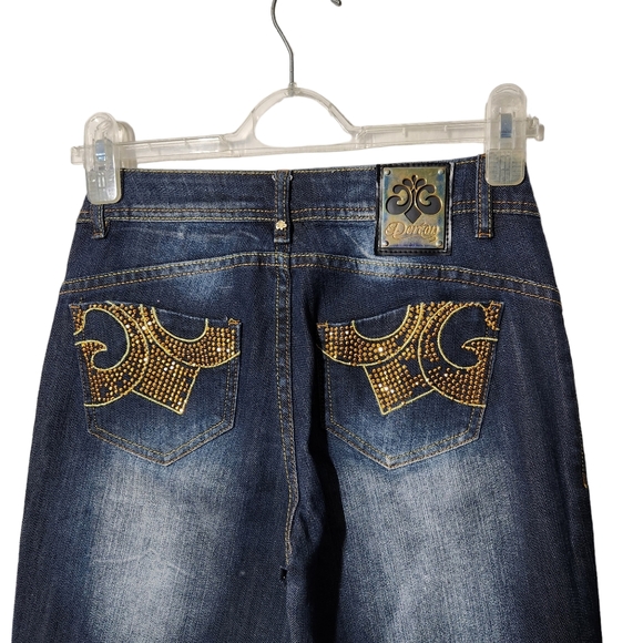 DEREON embelished blue jeans bellcut - Picture 6 of 11